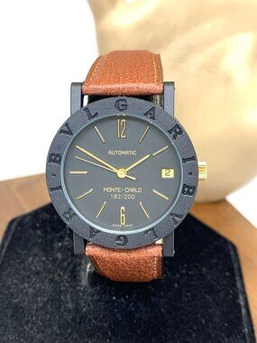 Bvlgari Watch Limited Edition Monte Carlo Swiss Automatic Black Brown Leather